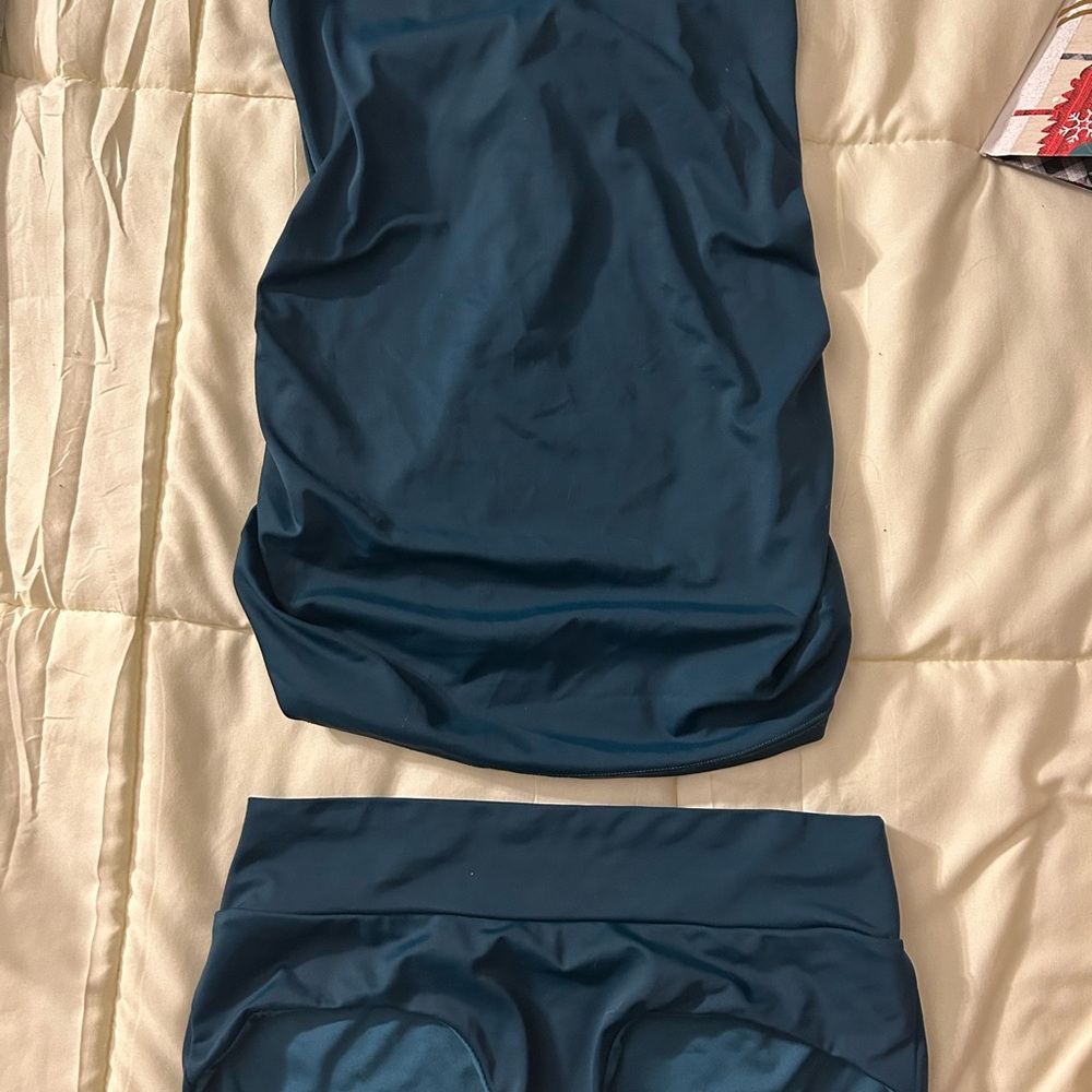 Teal Blue Two-Piece Swim Set maternity size small
